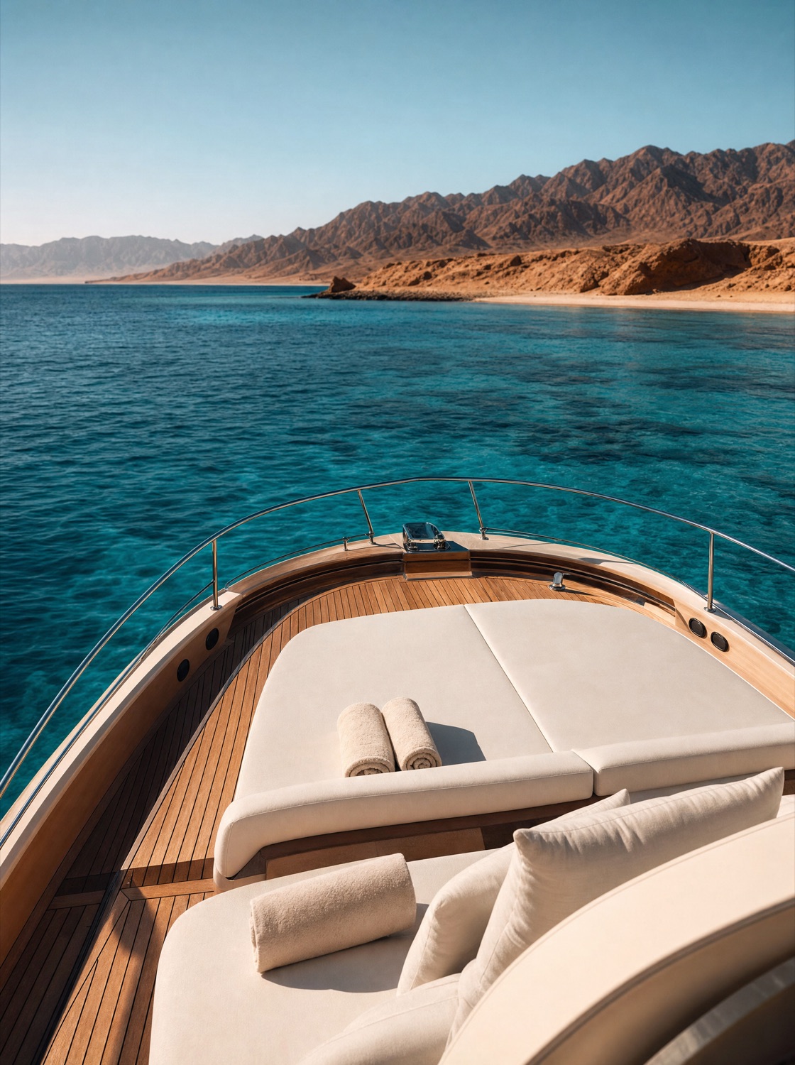 Private boat anchored alone in a secluded turquoise lagoon